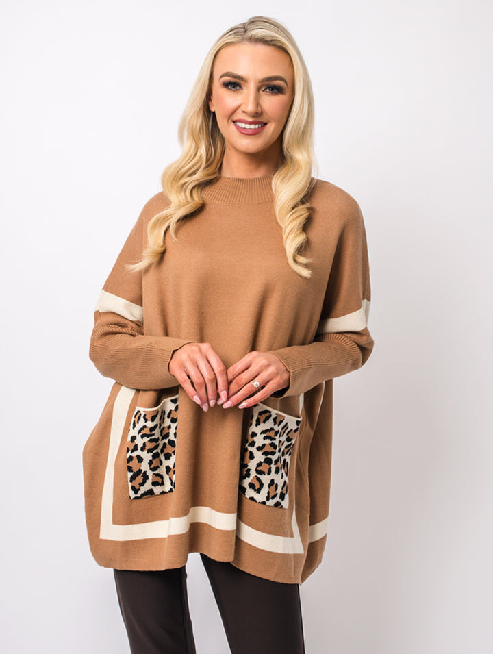 Pocket High Neck Jumper - Stone