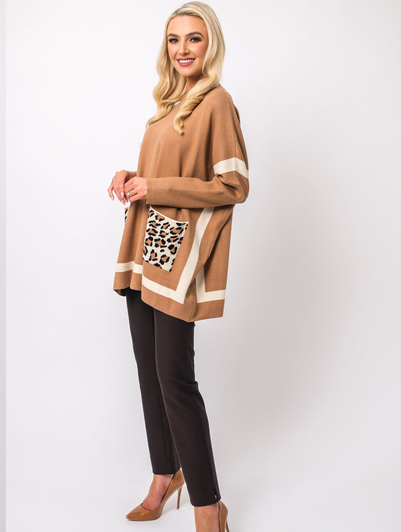 Pocket High Neck Jumper - Stone