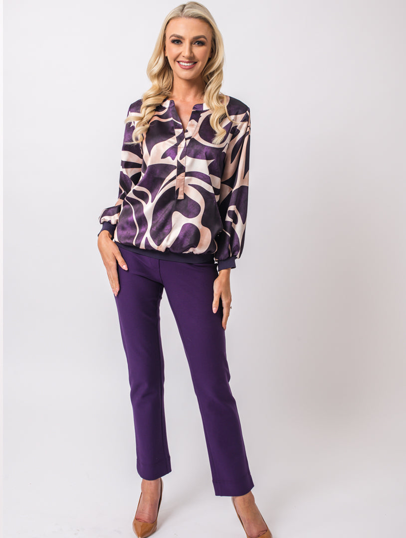 Elastic Hem Top - Damson