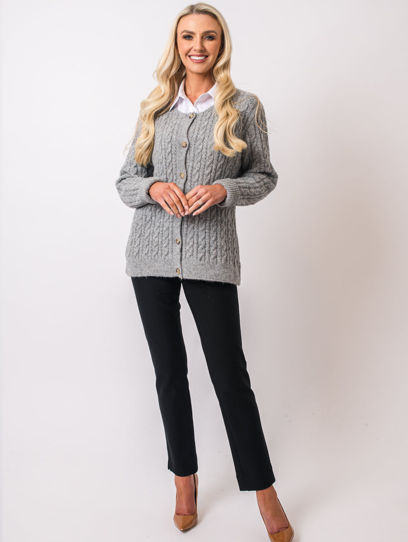 Cable Cardi - Lt Grey