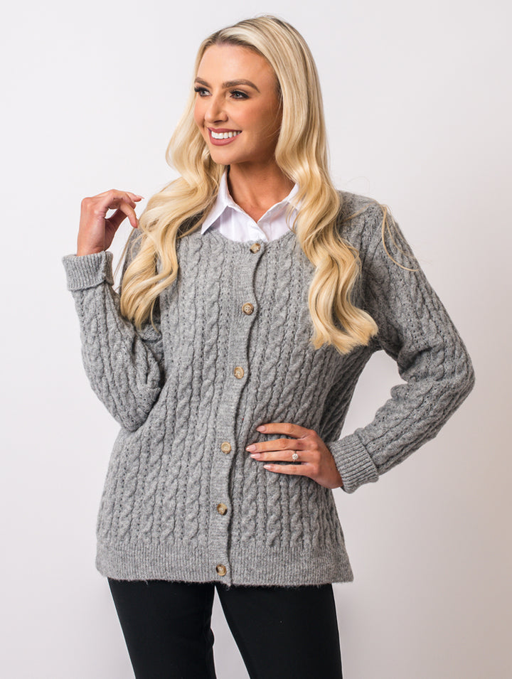 Cable Cardi - Lt Grey