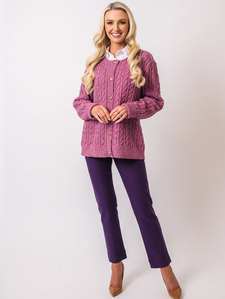 Cable Cardi - Mulberry