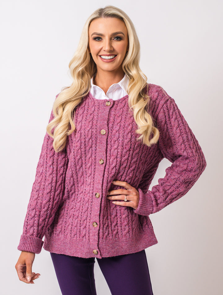Cable Cardi - Mulberry