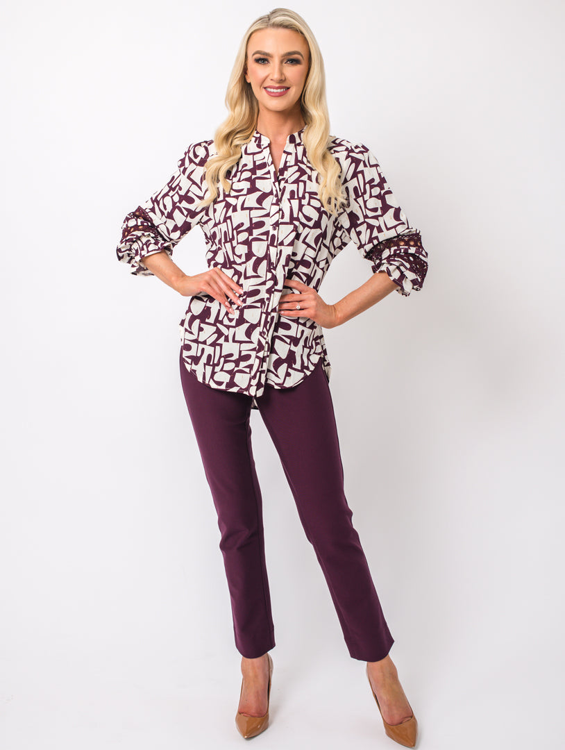 Embroidery Top - Wine