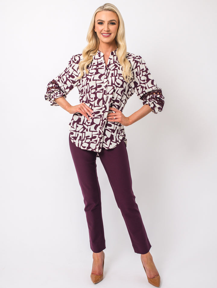 Embroidery Top - Wine