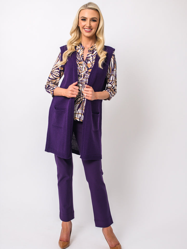 Sleeveless Cardigan - Damson