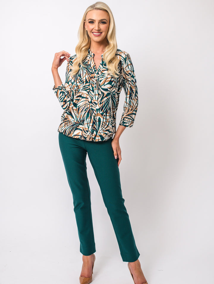 Stand Collar Top - Teal