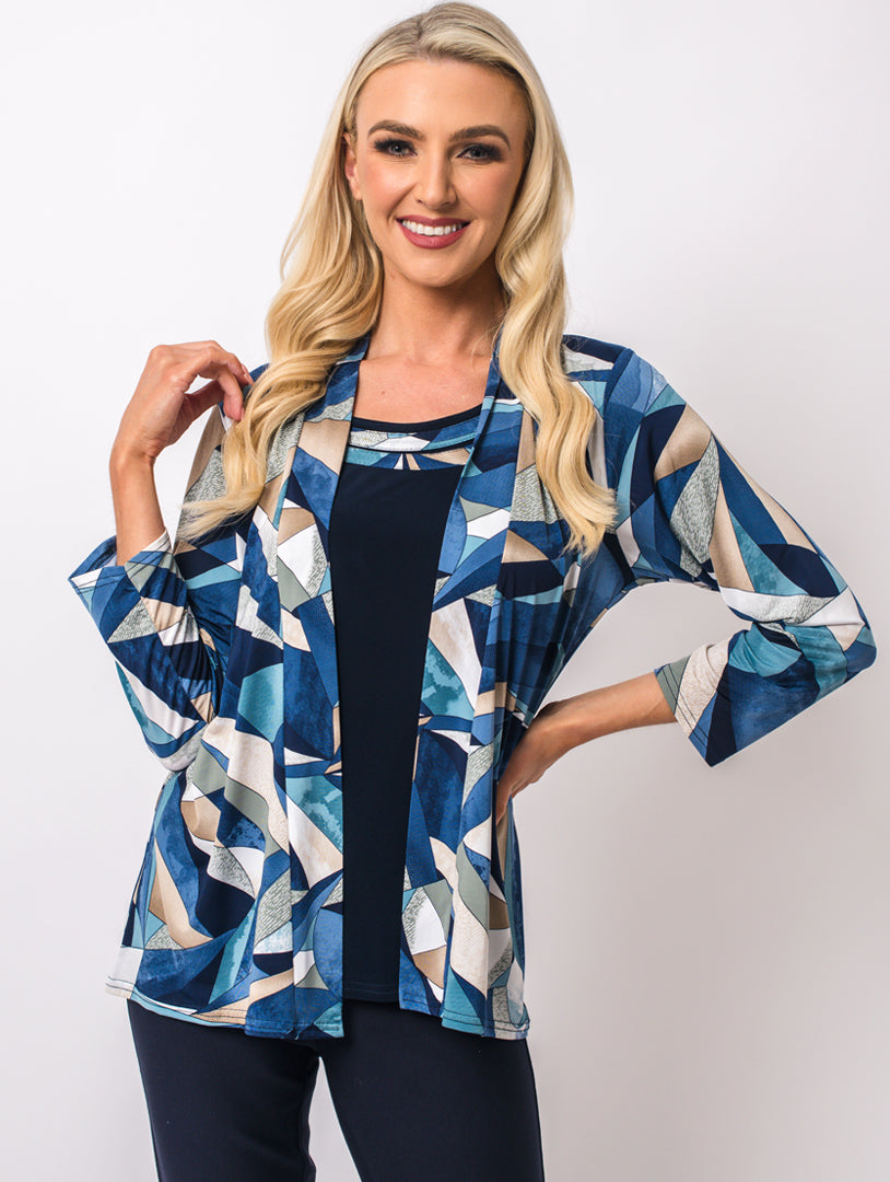 2 Piece Top - Navy Multi