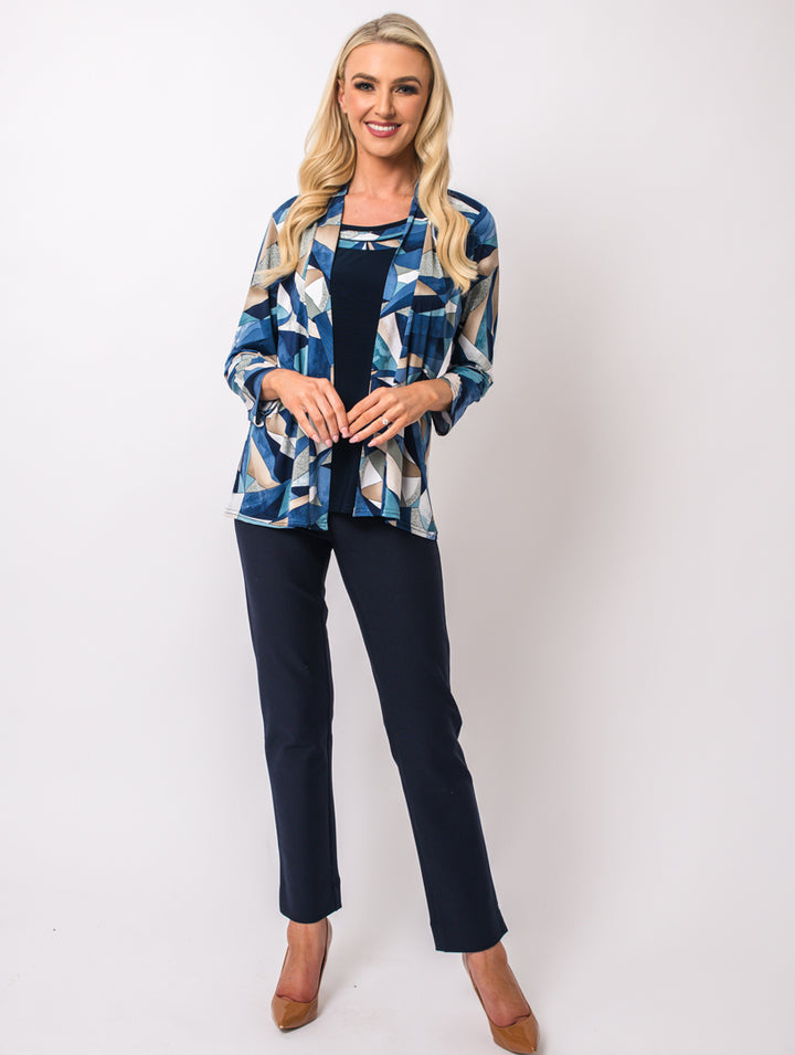 2 Piece Top - Navy Multi