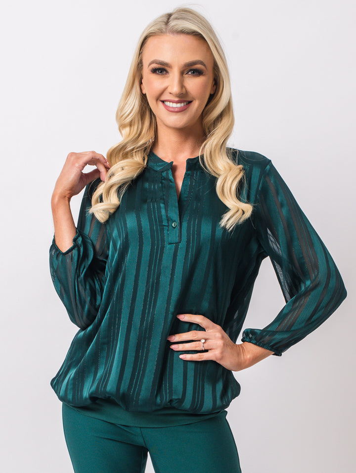 Satin Lurex Top - Teal