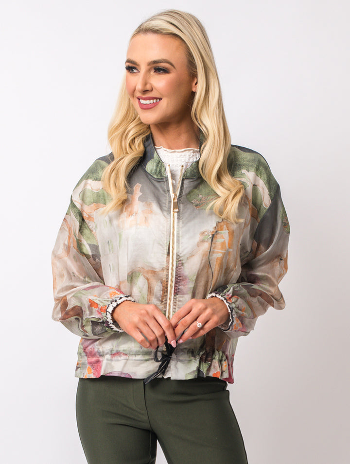 Satin Jacket - Khaki Multi - ONE SIZE - 10-14