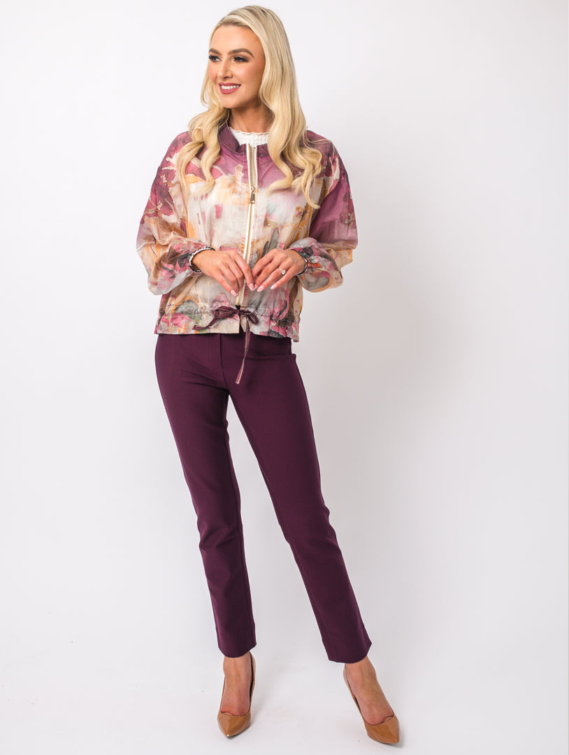 Satin Jacket - Wine Multi - ONE SIZE - 10-14