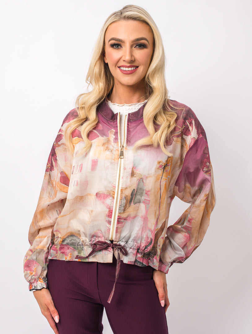 Satin Jacket - Wine Multi - ONE SIZE - 10-14