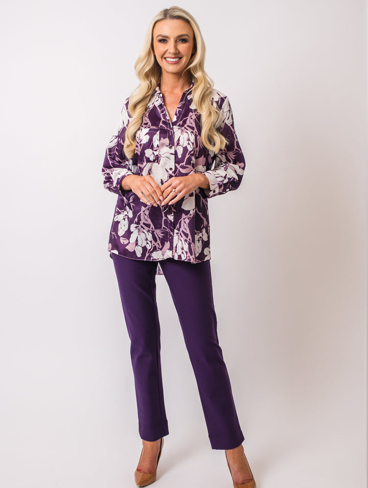 Floral Printed Shirt -Plum