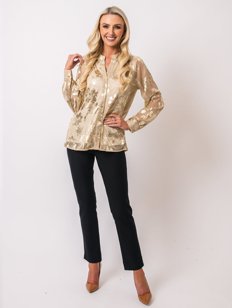 Button Front Top - Gold