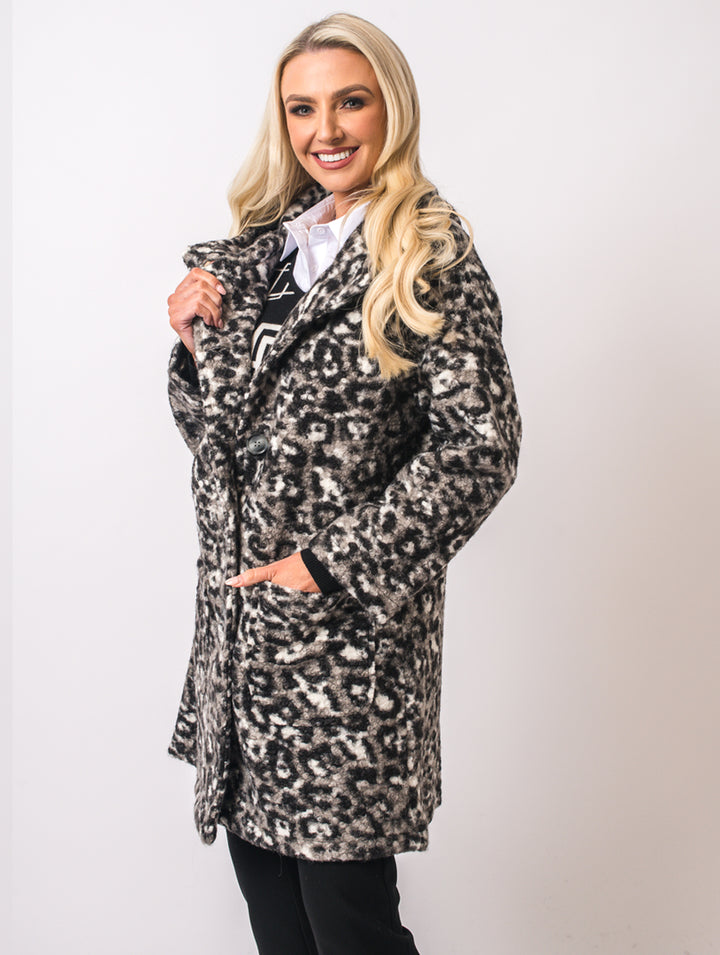 Leopard Coat - Grey/Black