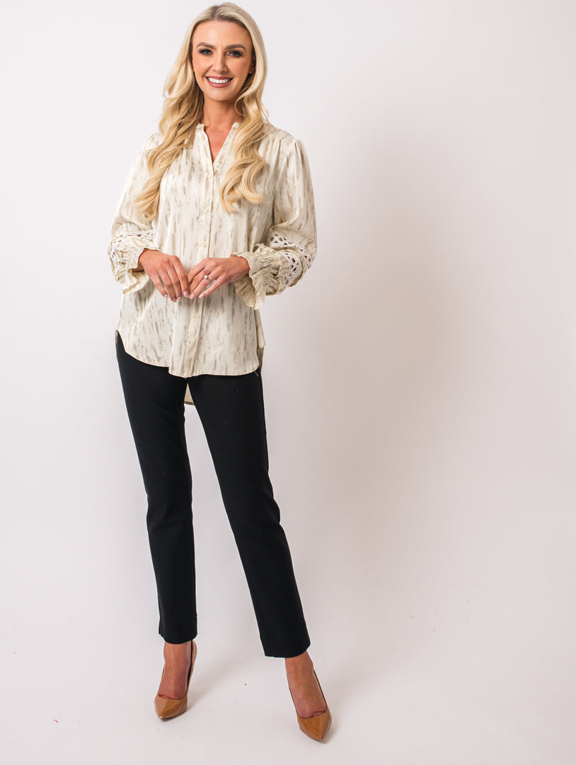 Embroidery Top - Ivory/Stone