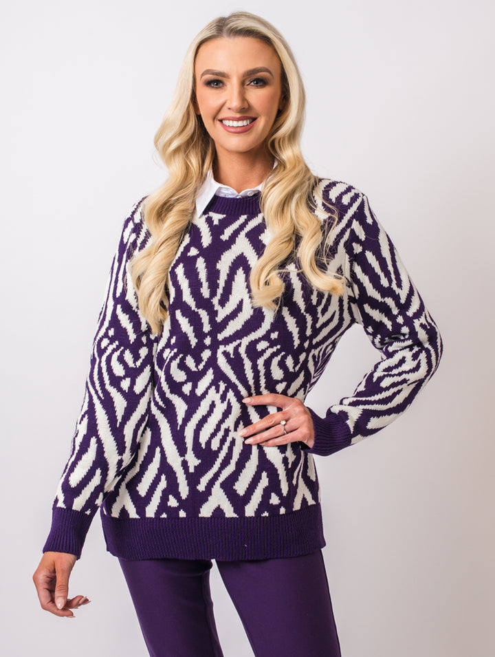 Round Neck Knitwear - Damson