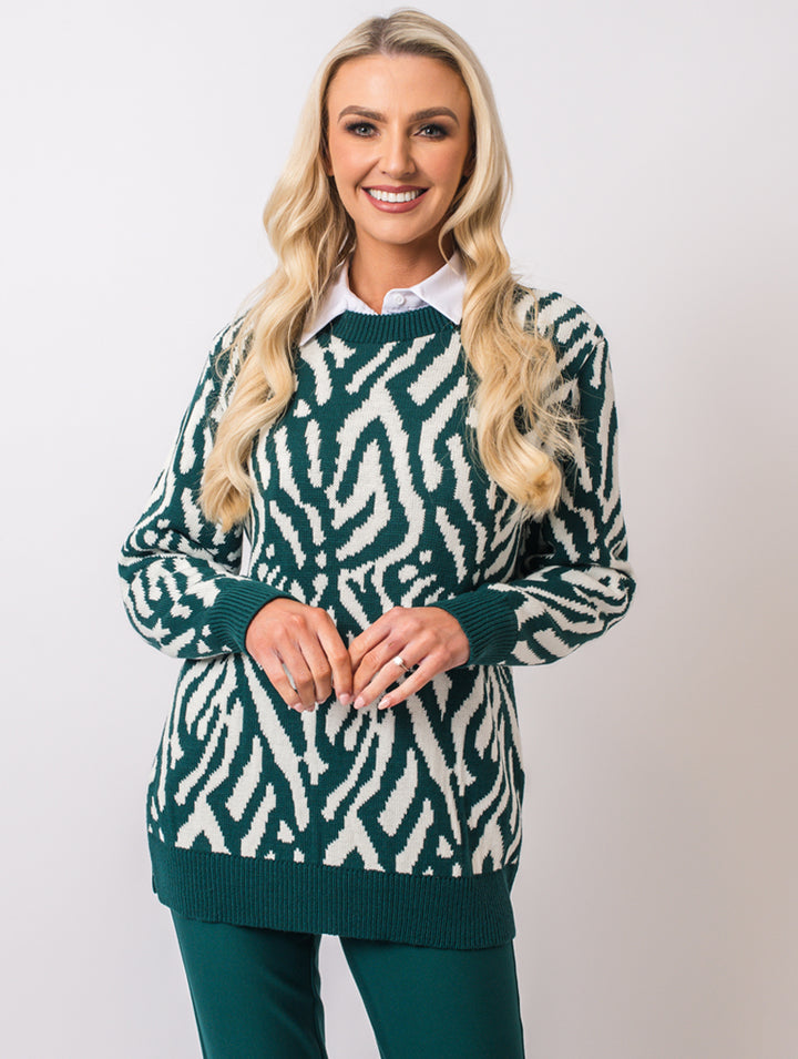 Round Neck Knitwear - Teal