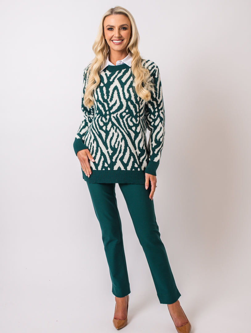 Round Neck Knitwear - Teal