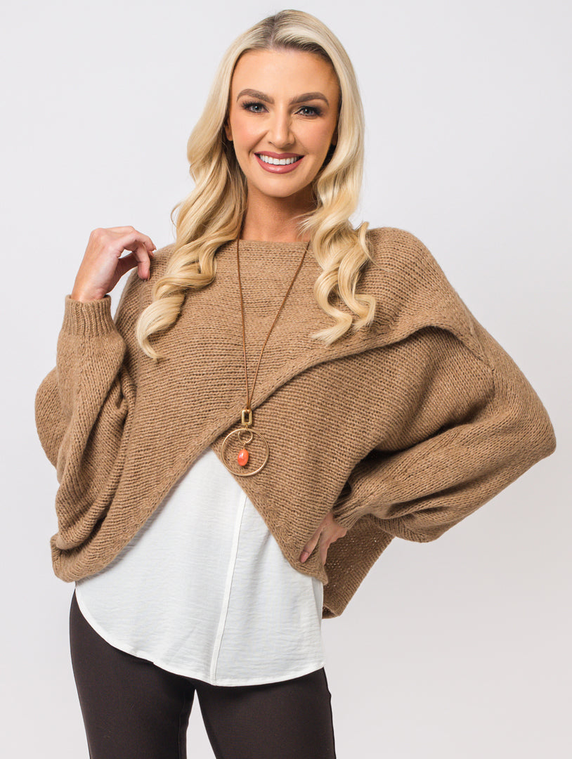 Cross Over Jumper - Beige
