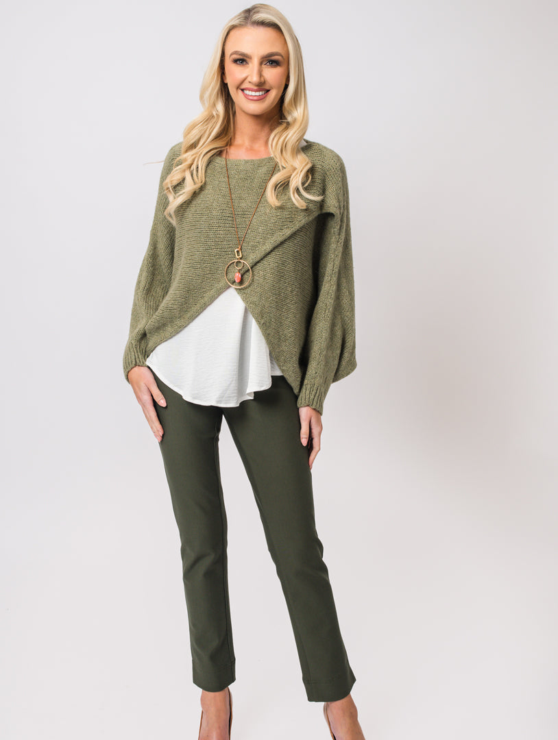 Cross Over Jumper - Khaki
