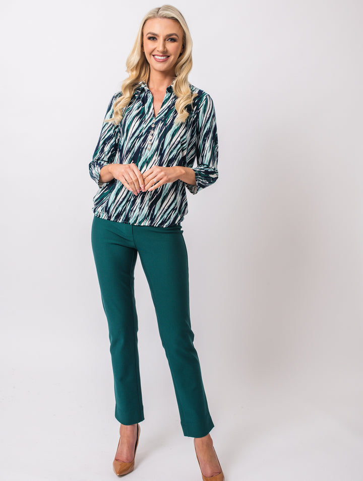Collar Button Top - Teal