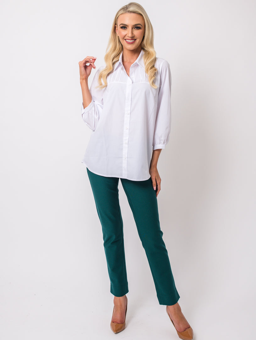 Pleat Cotton Shirt - White