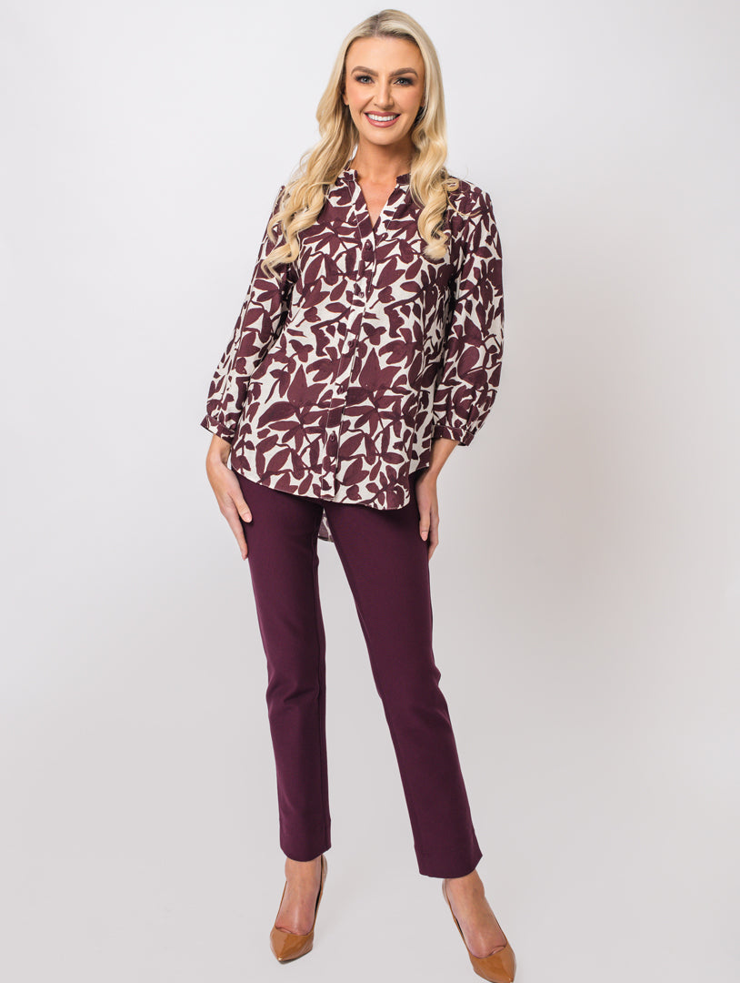 Print Blouse - Wine