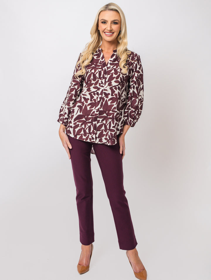 Print Blouse - Wine