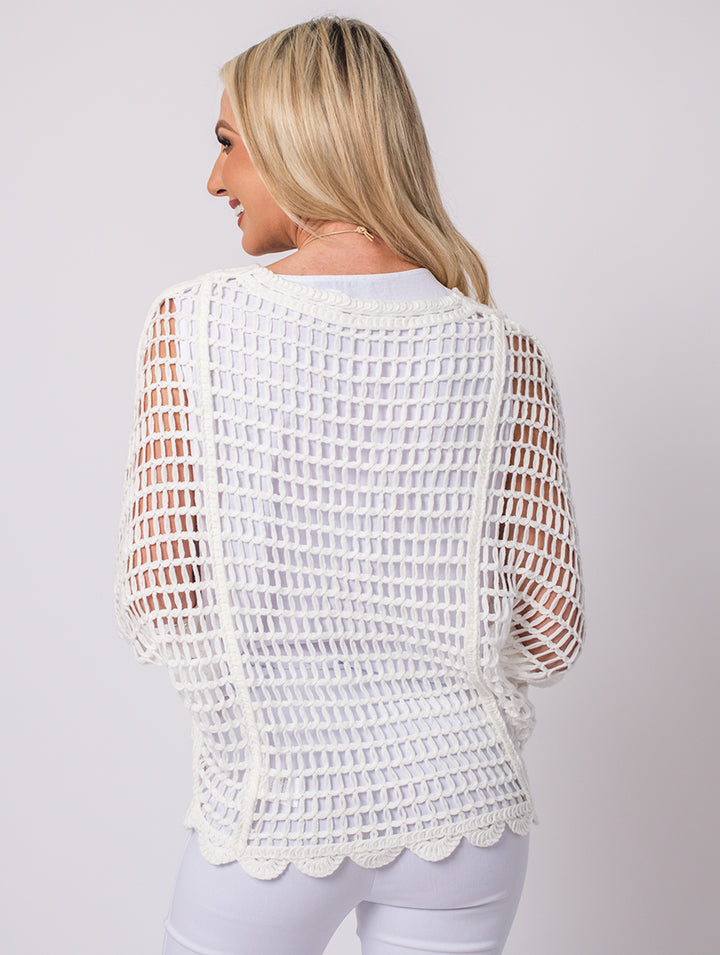 Crochet Top - White - One Size