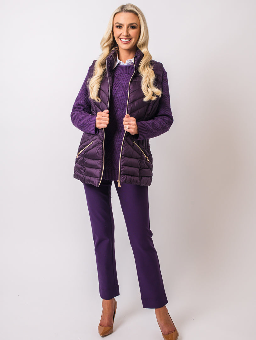 Cable Crew Neck - Damson