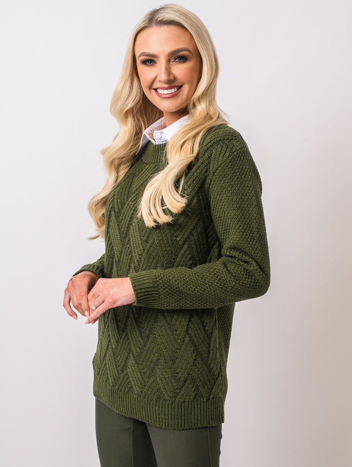 Cable Crew Neck - Khaki