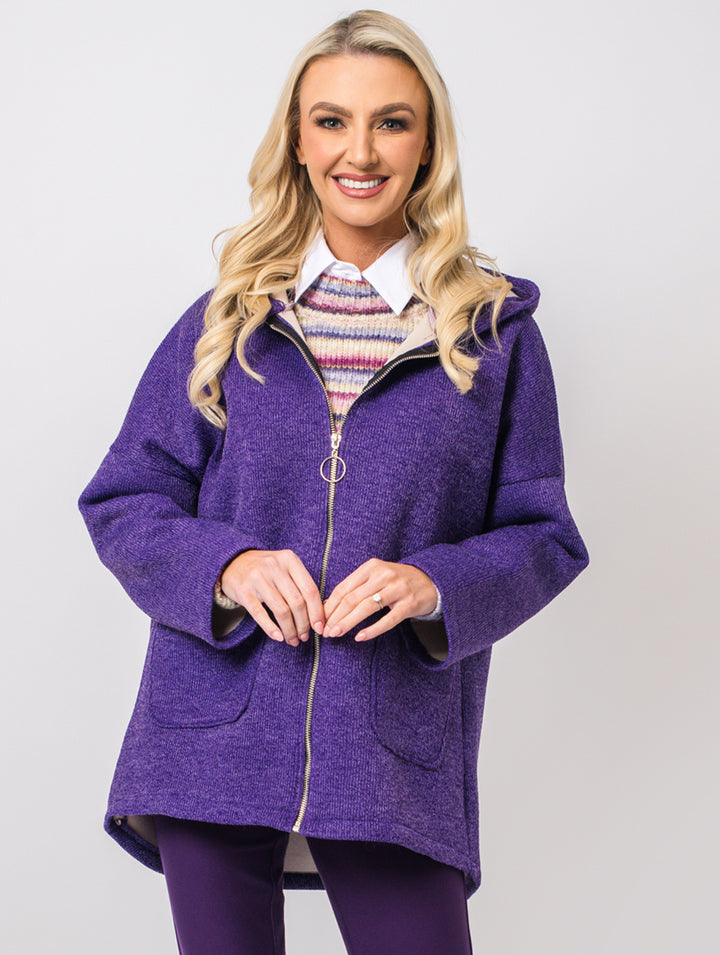 Zip Coat - Damson