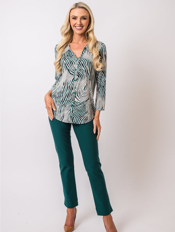 Stand Collar Blouse - Teal