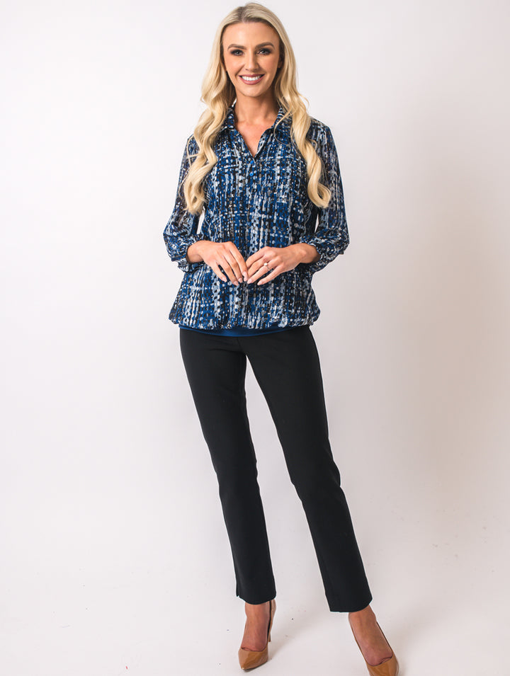 Stand Collar Blouse - Royal