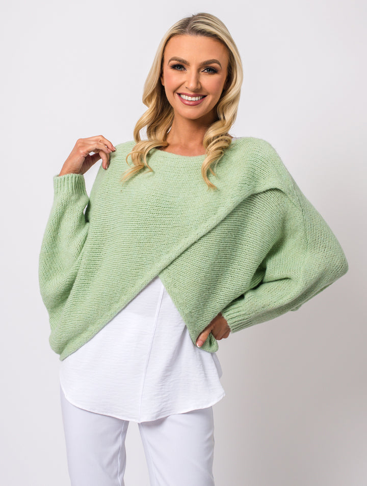 Cross Over Jumper - Mint (One Size 10-16)