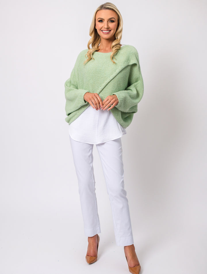 Cross Over Jumper - Mint (One Size 10-16)