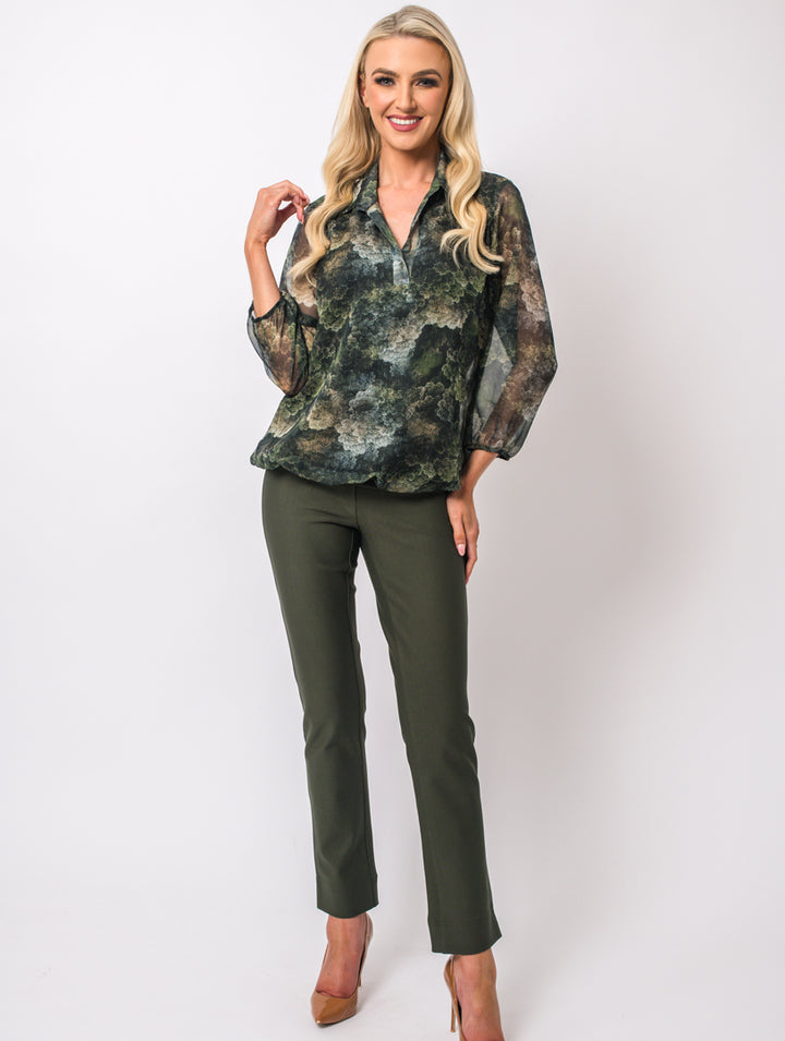 Revere Lined Blouse - Khaki