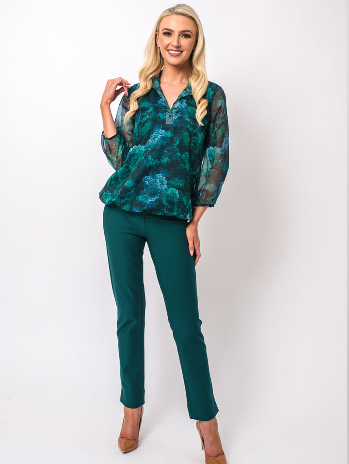 Revere Lined Blouse - Teal
