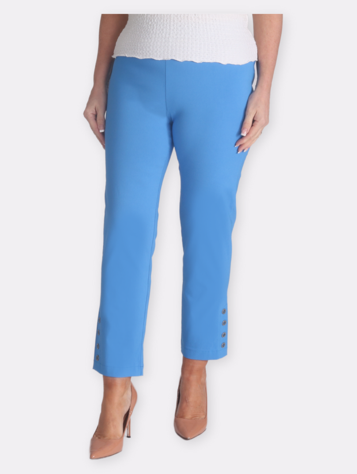 Button Crop Moda Trouser - Cornflower Blue (COMING SOON)