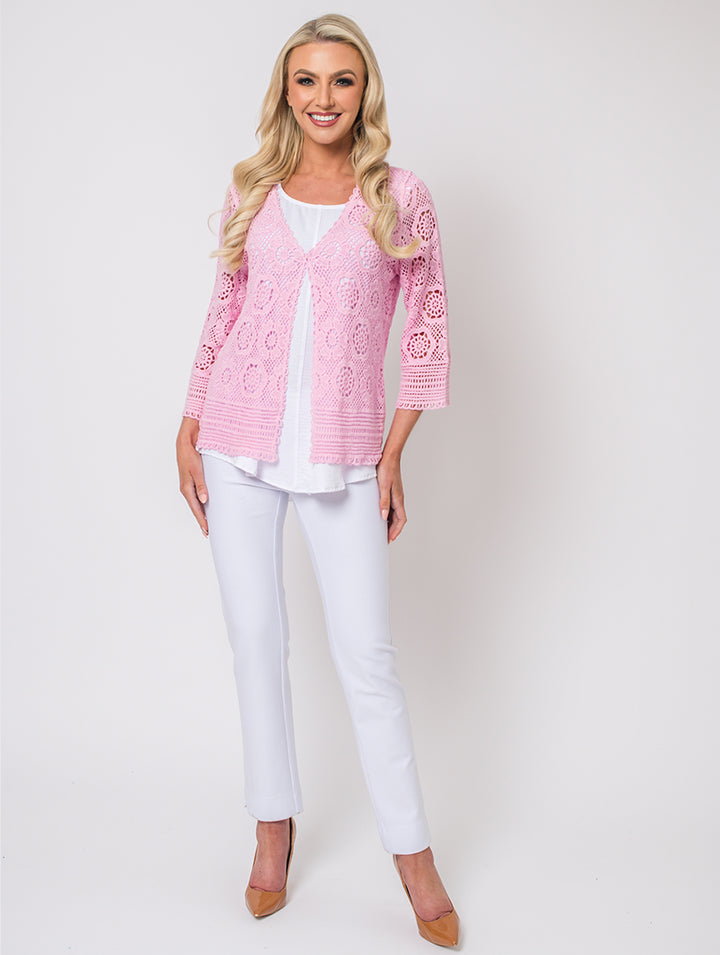 Crochet Cardigan - Baby Pink
