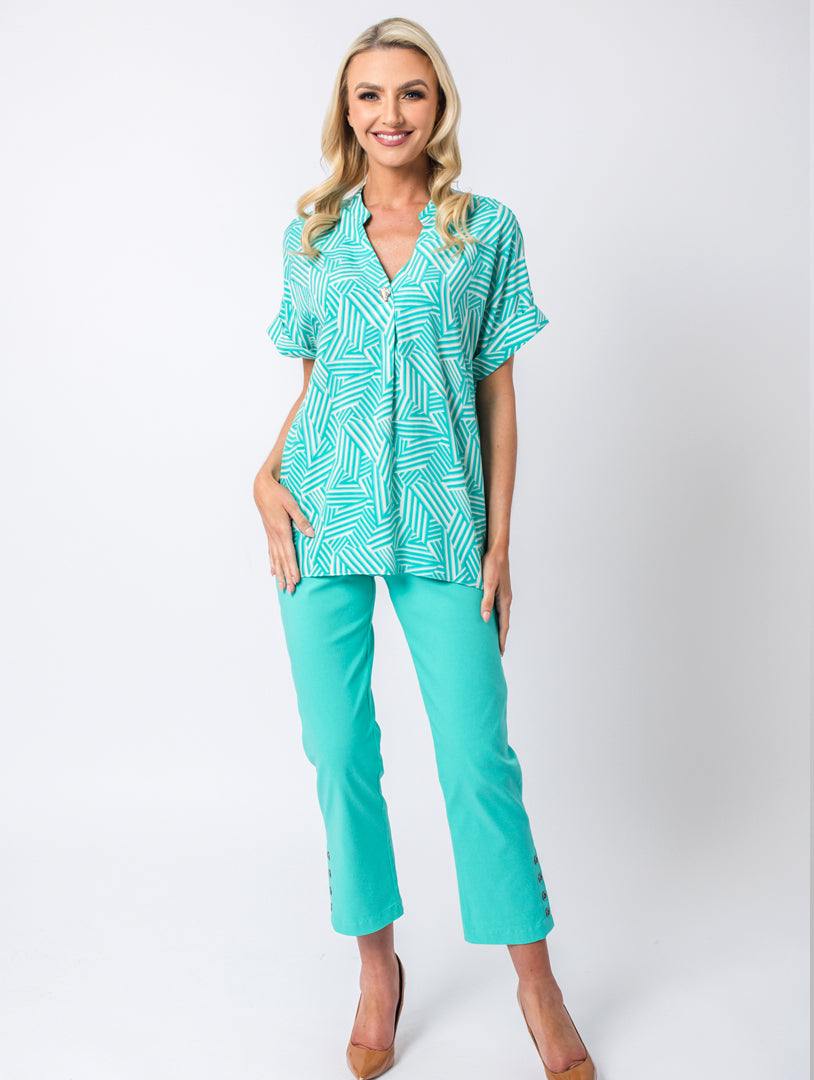 1 Button Top - Turq