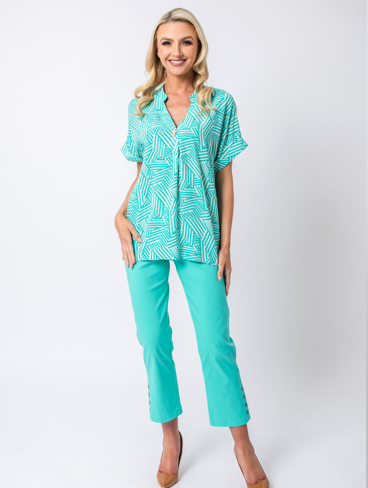 1 Button Top - Turq