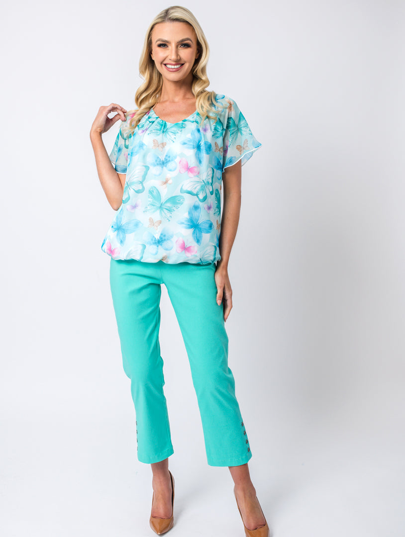 V Neck Top - Turq