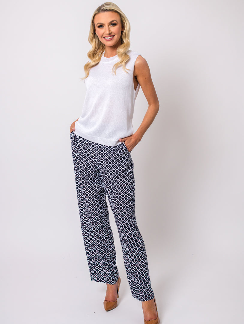 29" Pocket Trousers - Navy/White