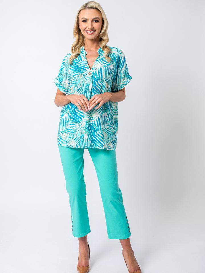 1 Button Top - Turquoise
