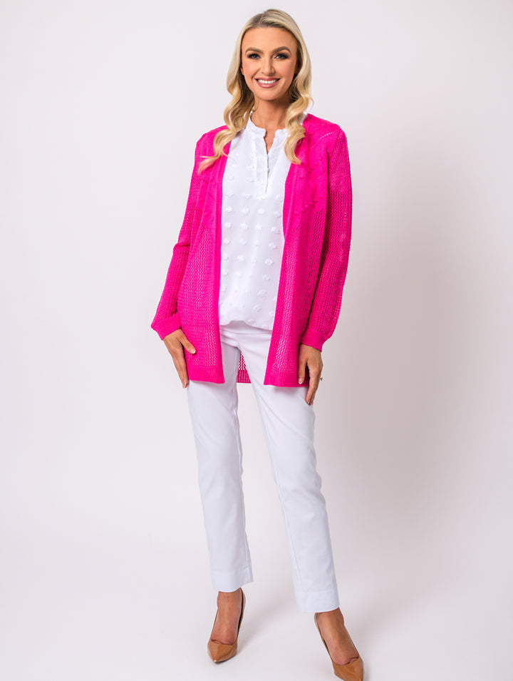 Long Sleeve Cardigan - Fuschia