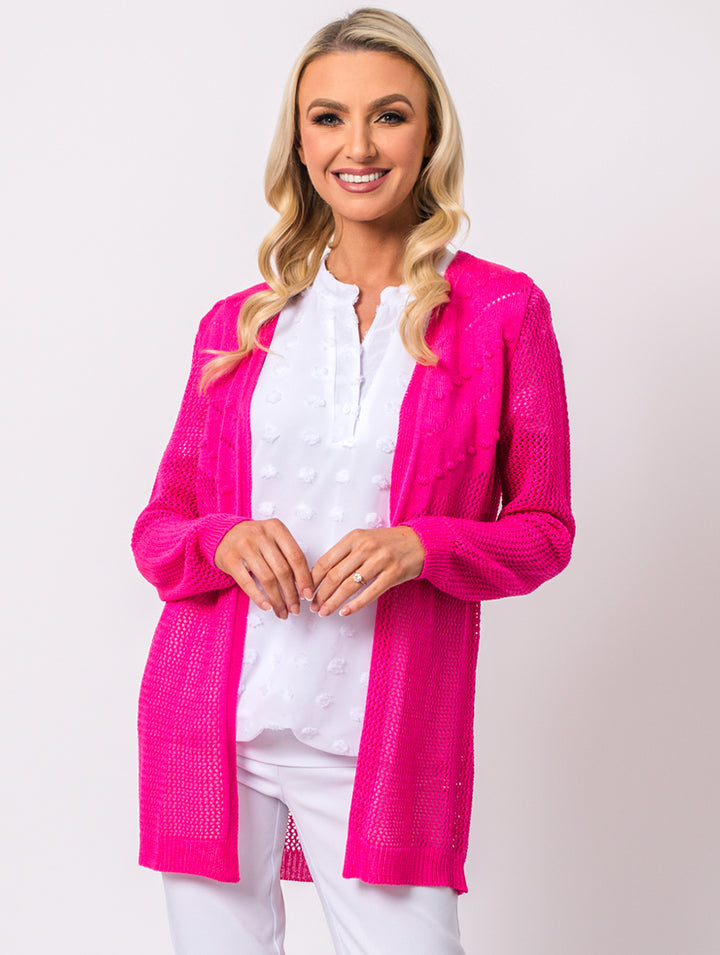 Long Sleeve Cardigan - Fuschia