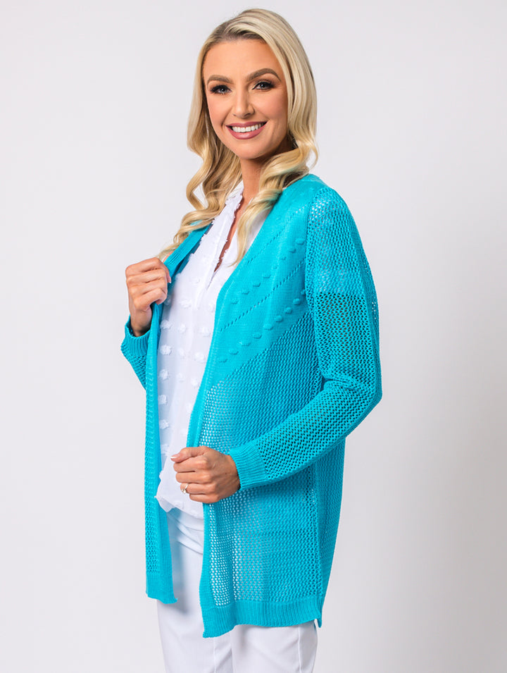 Long Sleeve Cardigan - Turq